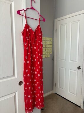 Red Floral Maxi Slip Dress